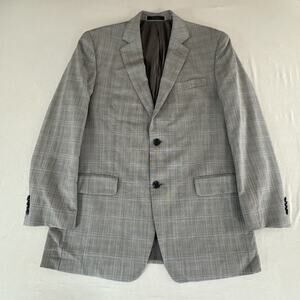 Michael Kors Men's Modern Fit Wool Plaid Suit Jacket Light Grey/Purple Size 40R